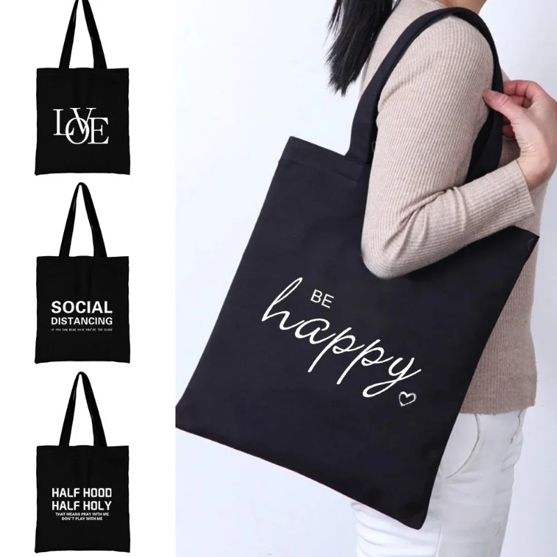 Women'S Bags Holiday - Kawaii Cartoon Orange Cat Print Black