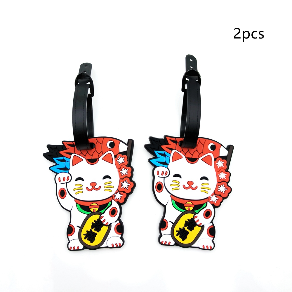 Women Bags For Airport - 2pcs Cute Wealth Cat Luggage Tag