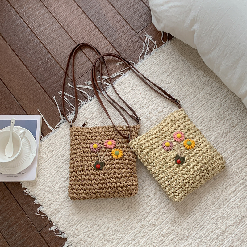 Women'S Bags Holiday - Women Woven Straw Crossbody Bag With