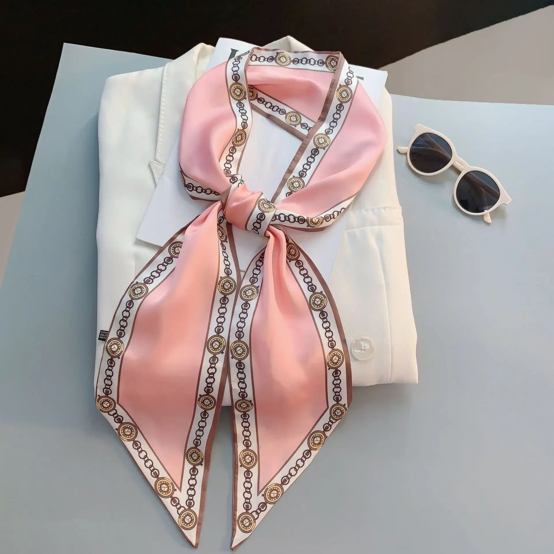 Design Print Skinny Scarf Plai - огляд і ціна Women Bags Online