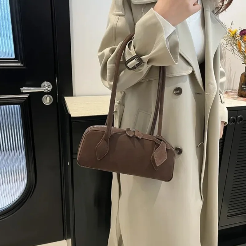 Faux Suede Zipper Solid Color  - огляд і ціна Women Bags Discount
