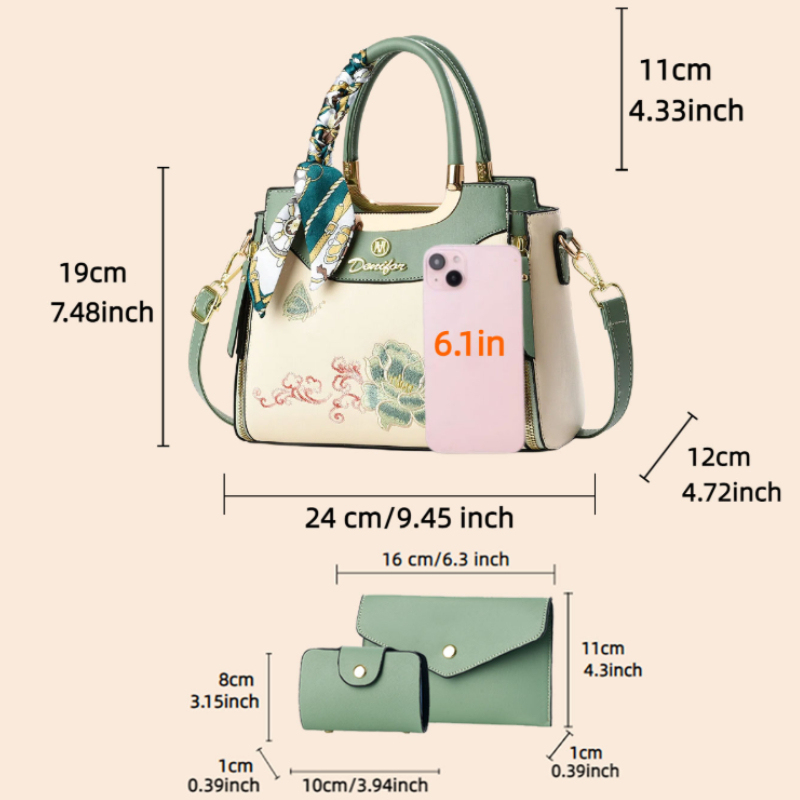 3-piece embroidered handbag se - огляд і ціна Women Bags Gift