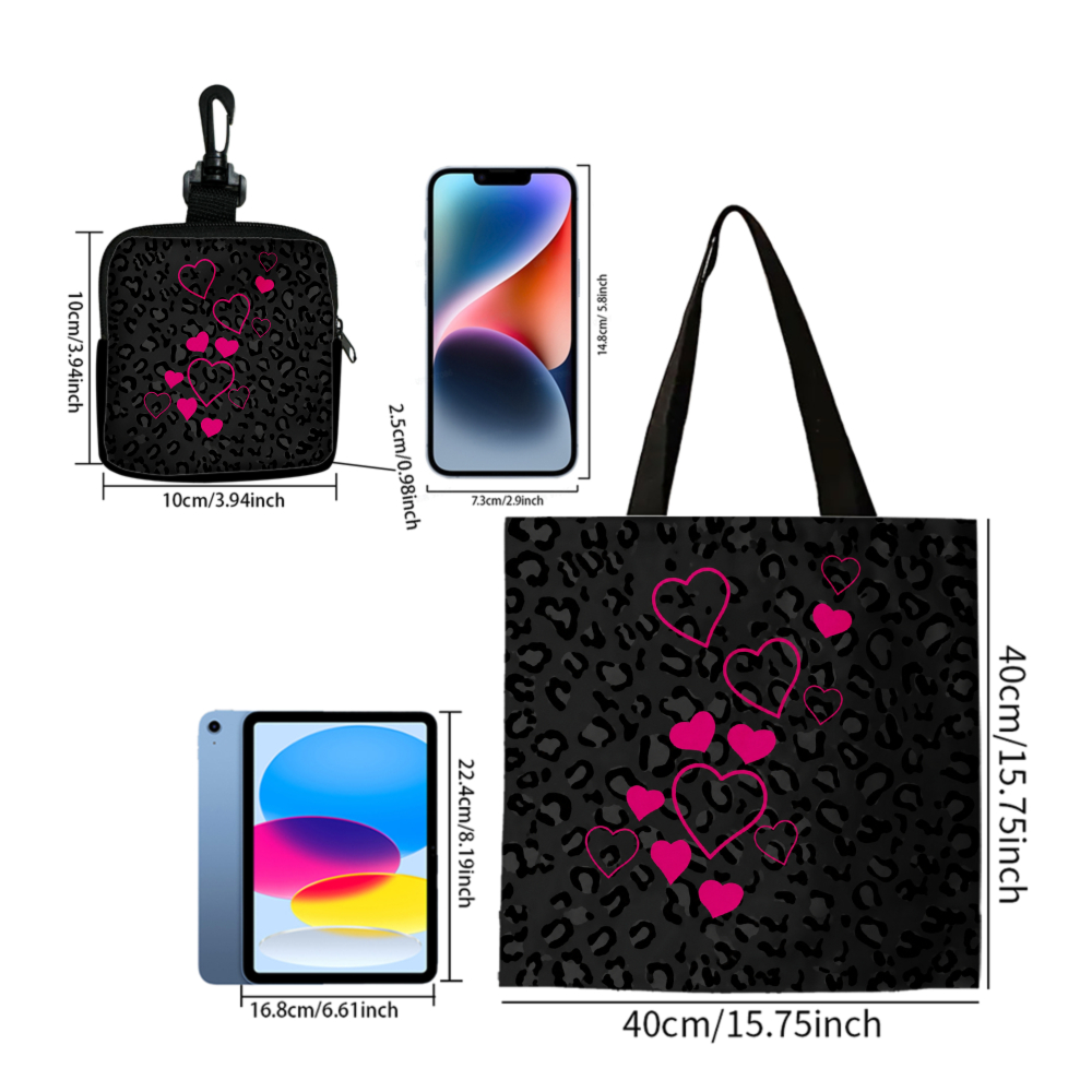 Black Leopard Print Pink Heart - огляд і ціна Women Bags Gift
